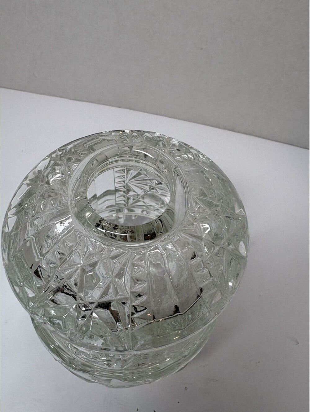 Indiana Glass Co. Clear Stars And Bars Fairy Lamp Candle Holder MCM Vintage - Picture 7 of 9
